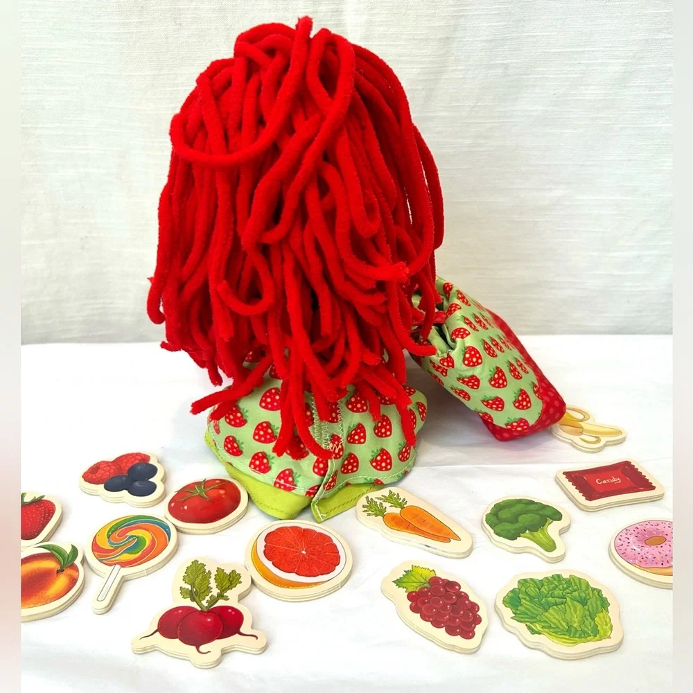 Strawberry Doll with Red Hair and Good‎ For You Healthy Eating Food Accessories